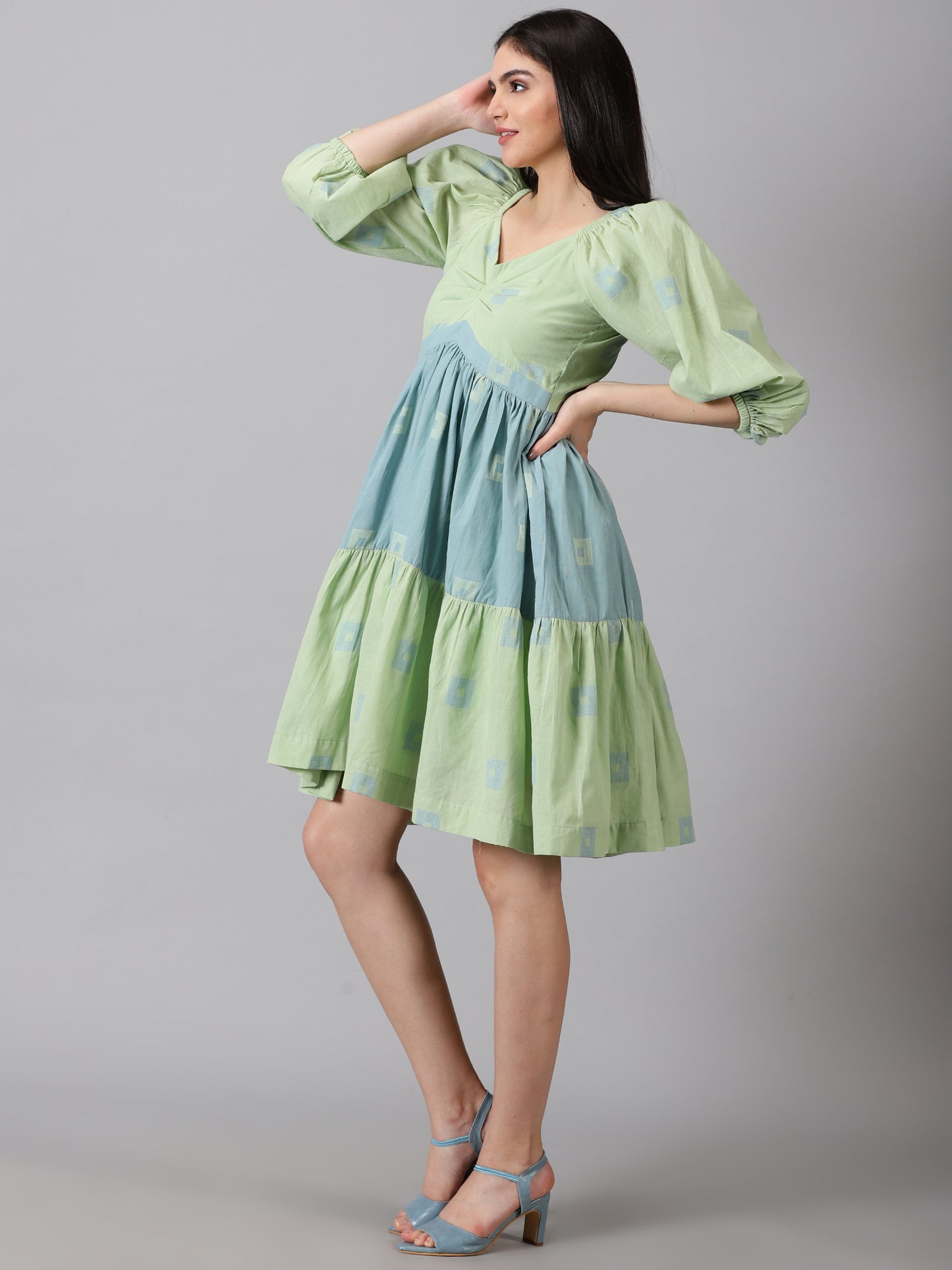Sage Ruffled Mini Dress