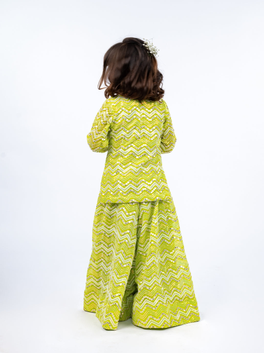 Lime Green Sharara Suit with Dupatta (Set of 3)