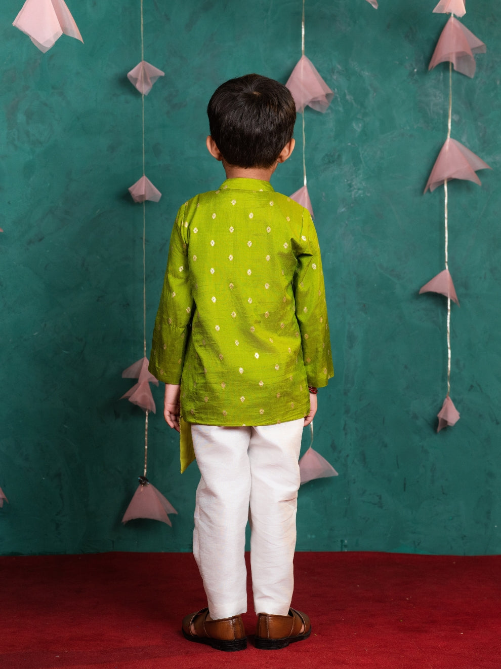 Kids Light Green Matching Kurta & Kurti Palazzo Set