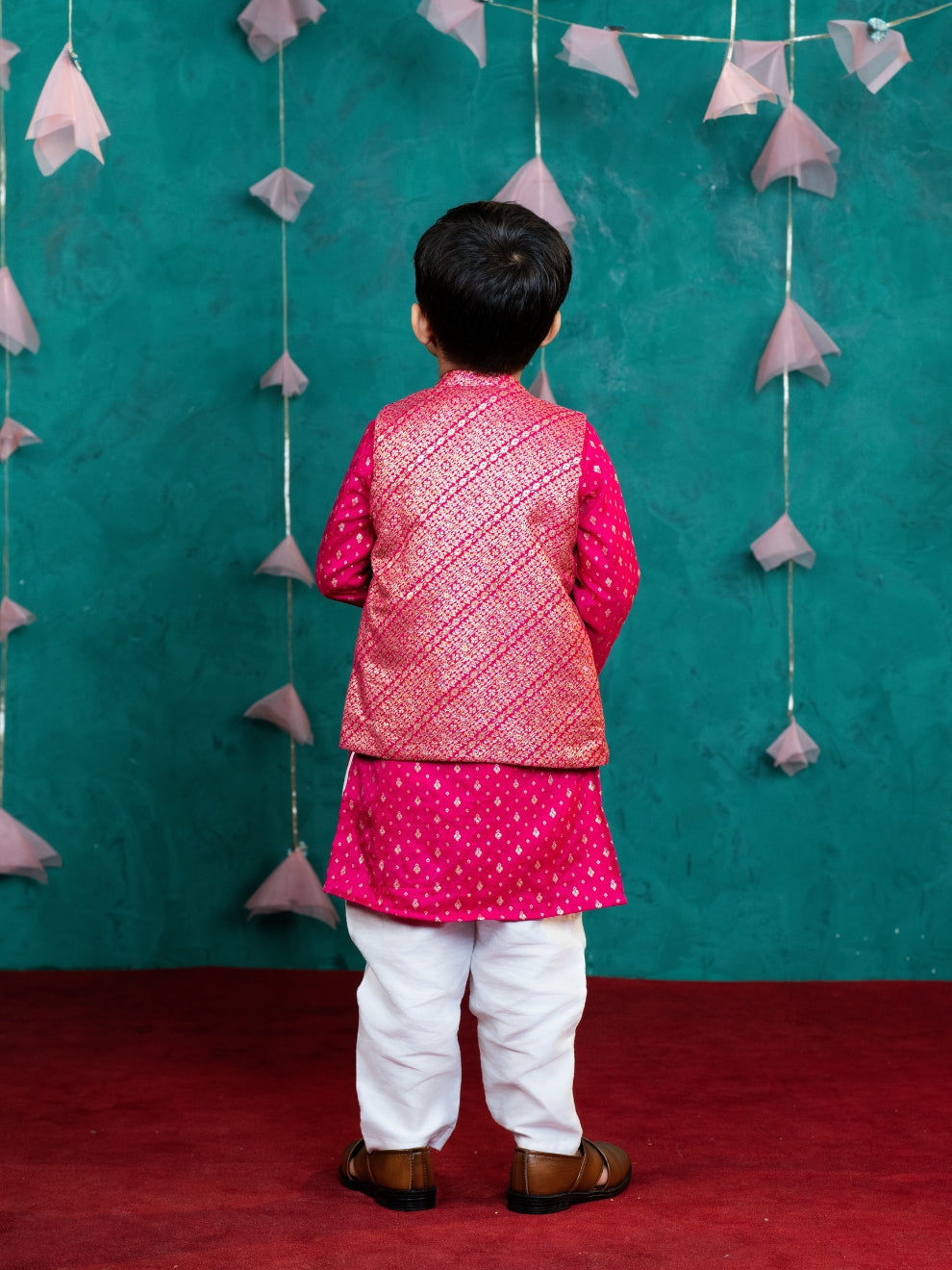 Boys & Girls Pink Matching Kurta & Palazzo Sibling Ethnic Wear Set