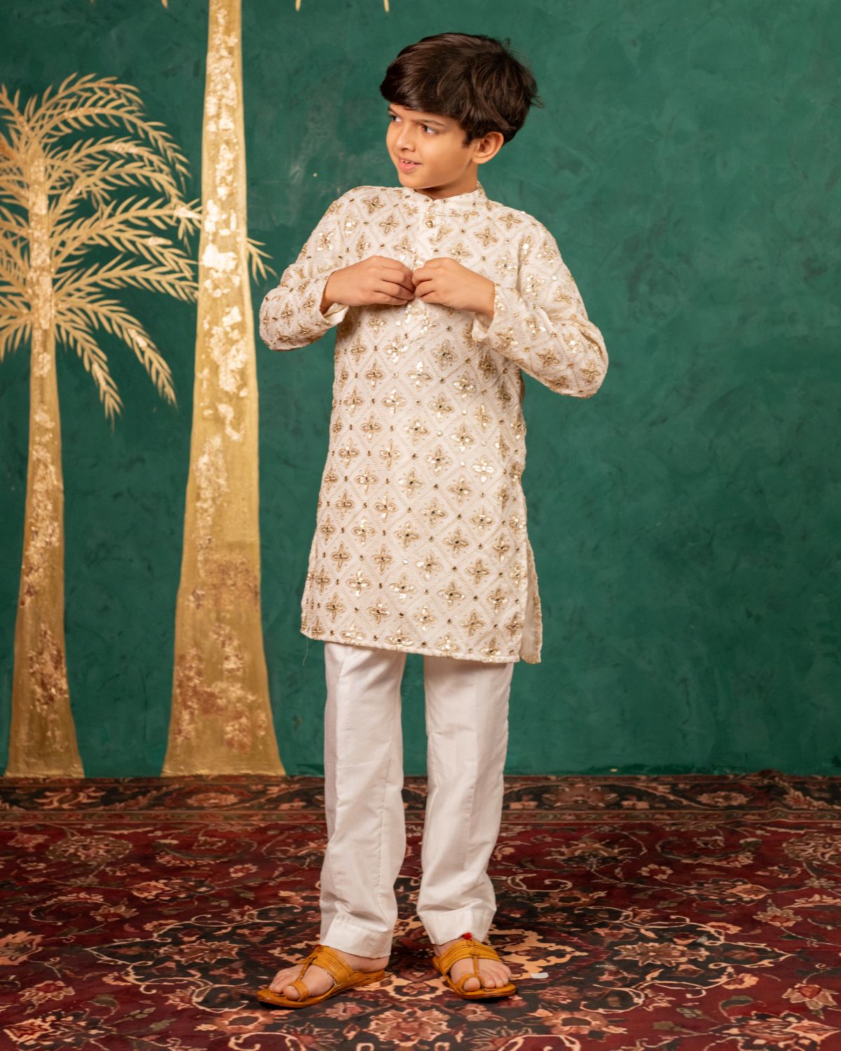Off White Royal Matching Ethnic Wear for Kids