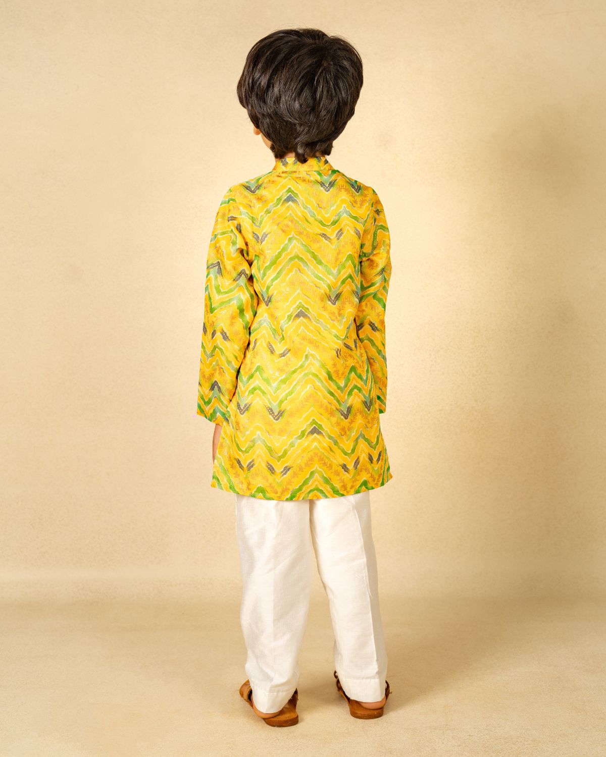 Boys Yellow Kurta Pant & Girls Top Palazzo Matching Sibling Set