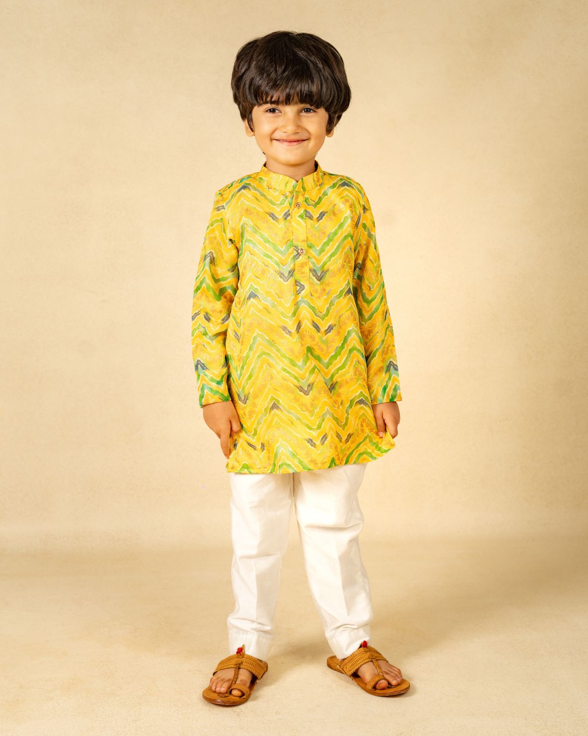 Boys Yellow Kurta Pant & Girls Top Palazzo Matching Sibling Set