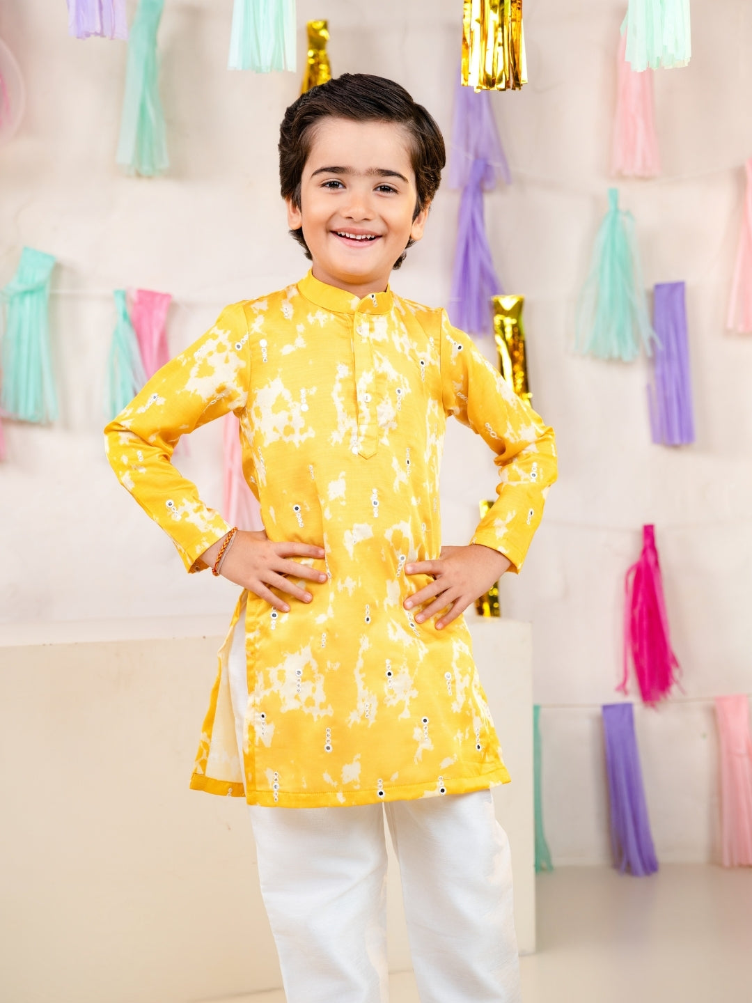 Sunshine Yellow Sibling Ethnic Wear Set