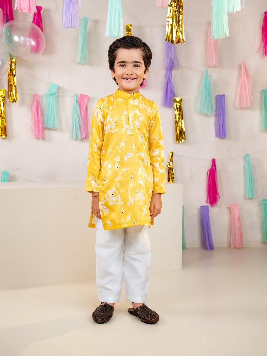 Sunshine Yellow Sibling Ethnic Wear Set