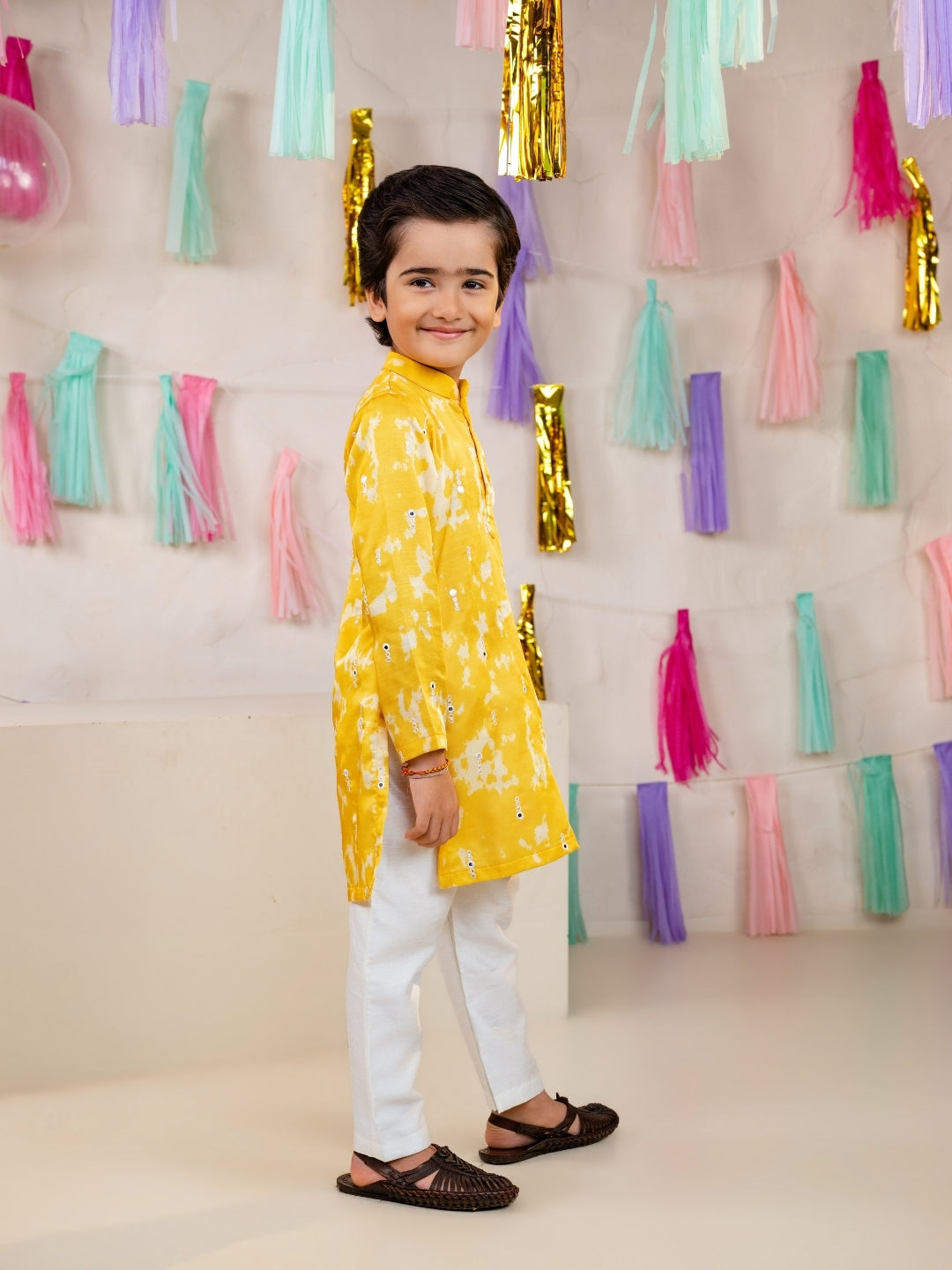 Boys Yellow Kurta Pant Set (Set of 2)
