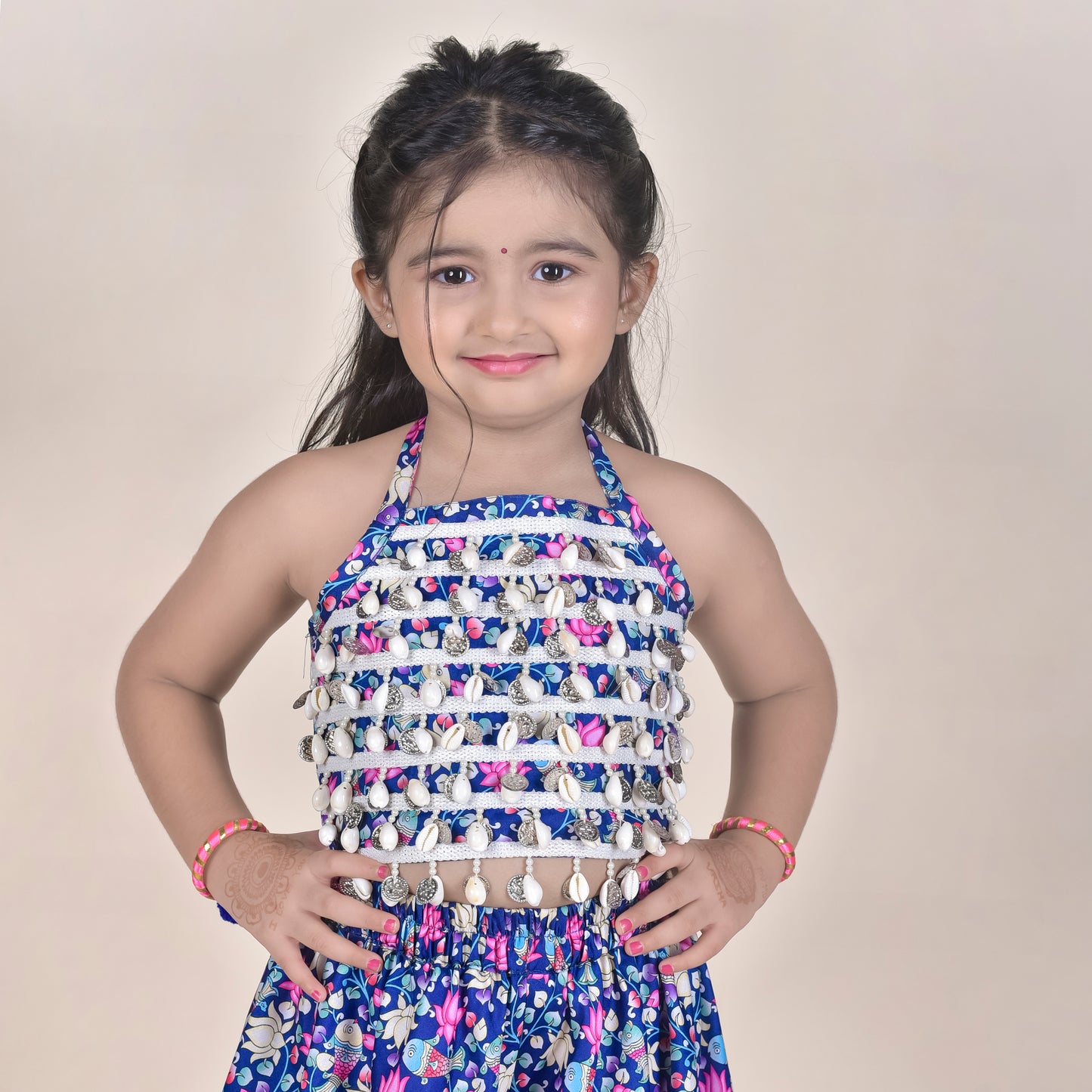 Girls Ethnic Violet Palazzo With Blouse