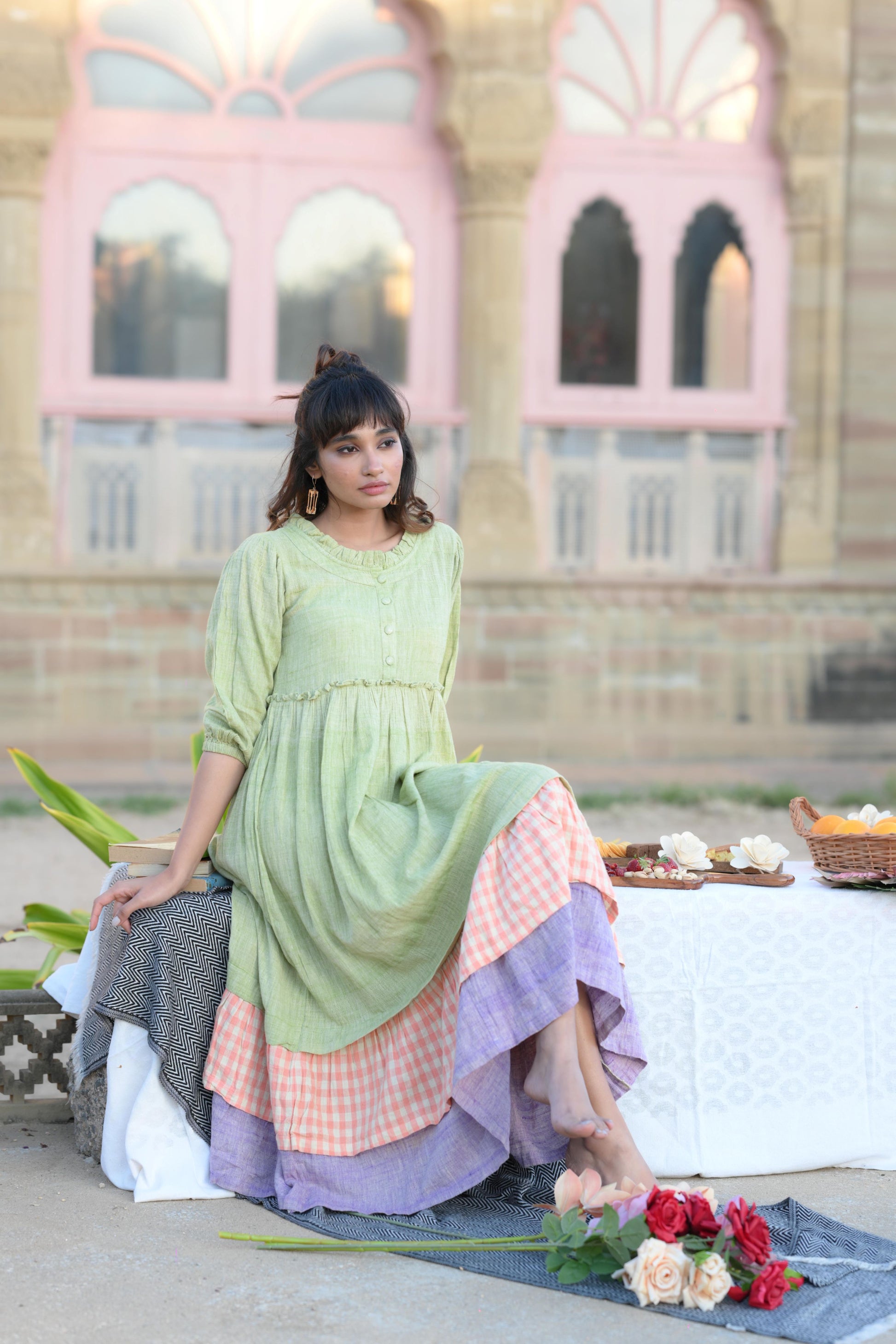 kala cotton dress Buy Work Chic. Handwoven Kala Cotton Buttoned Dress