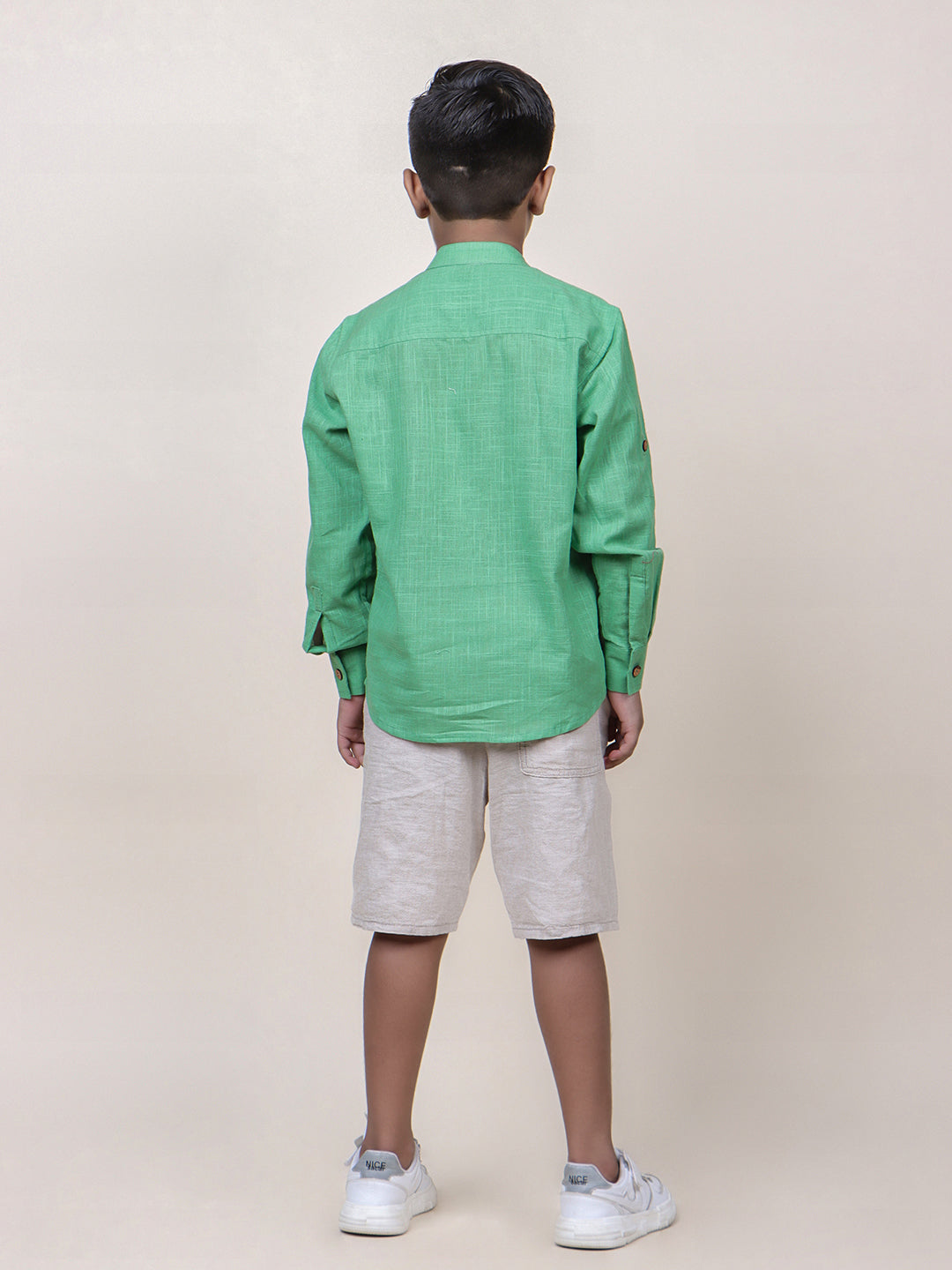 Boys Seen Colorblocked rolled up Cotton Shirt