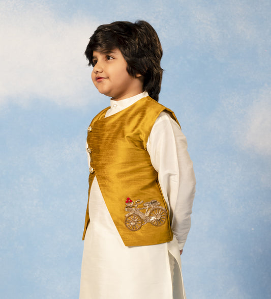 Boys Mustard Embroidered