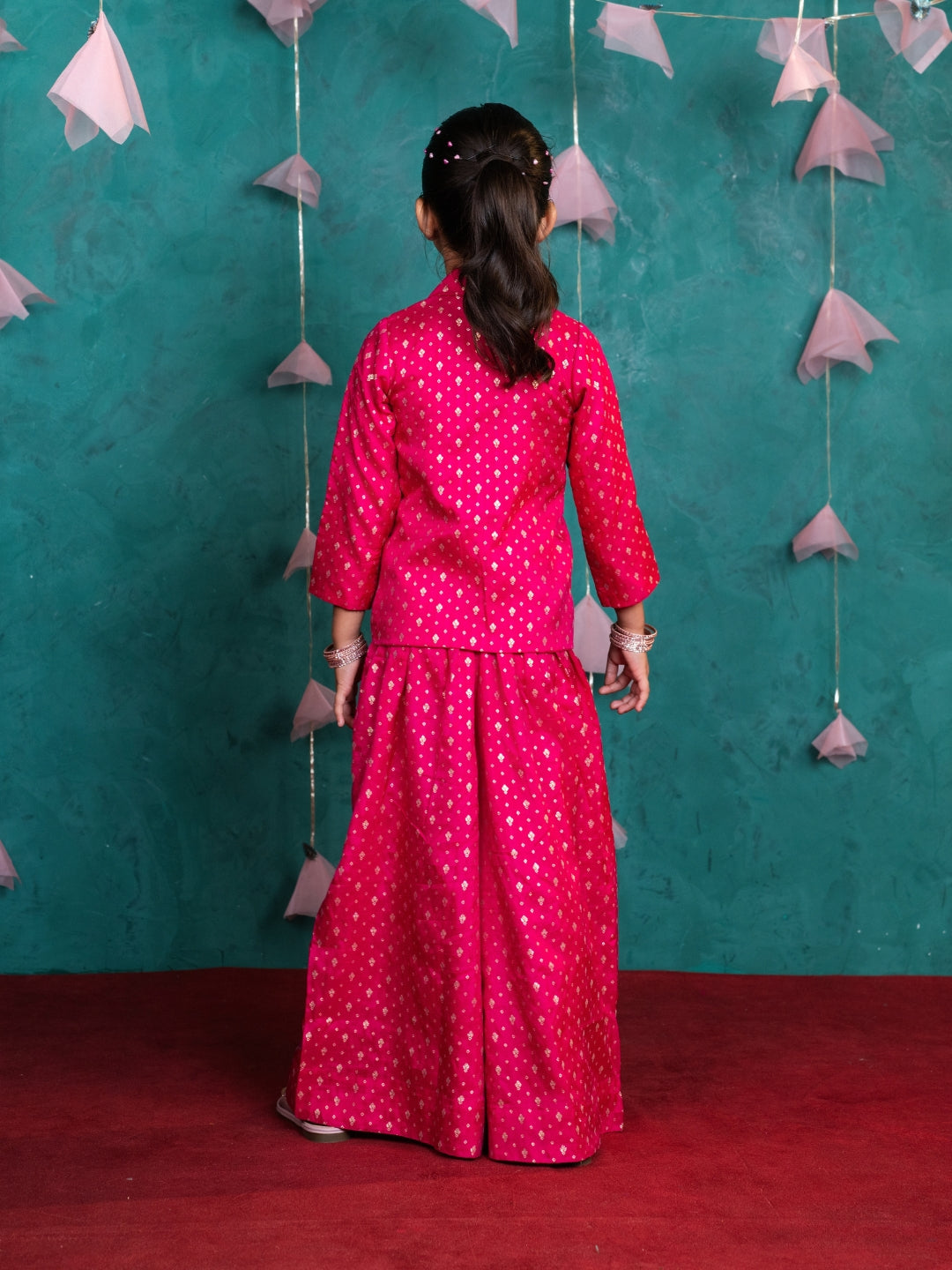 Pink Full Sleeve Blazer with Palazzo (Set of 2)