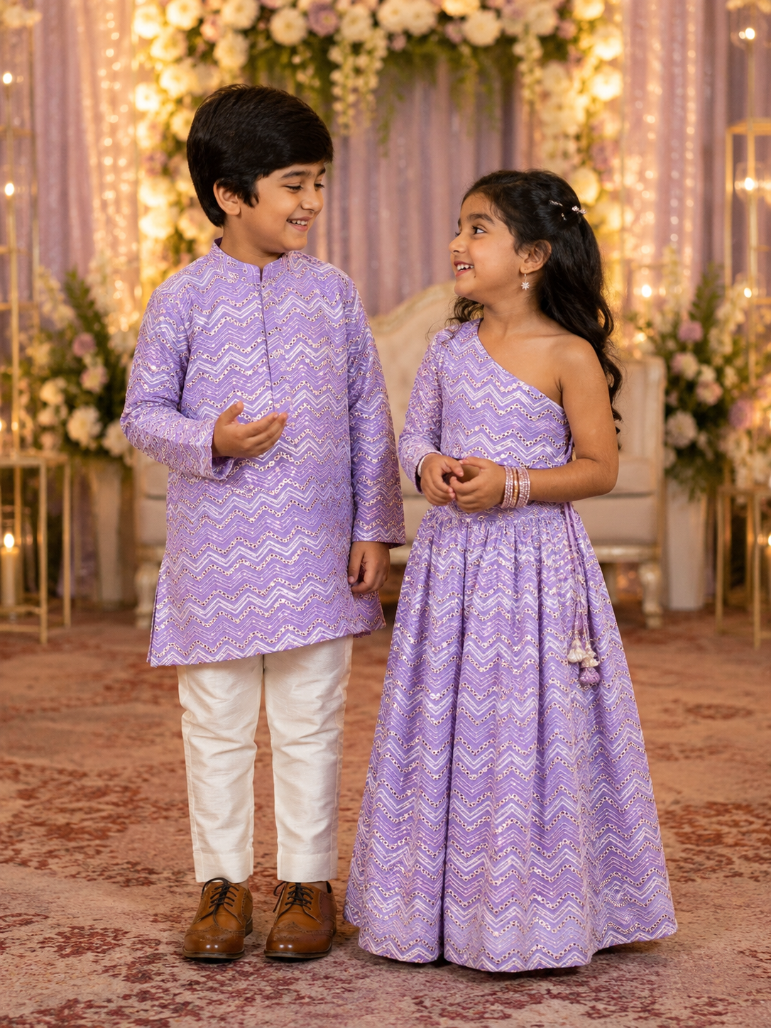 Premium Purple Georgette Ethnic Wear for Boys & Girls