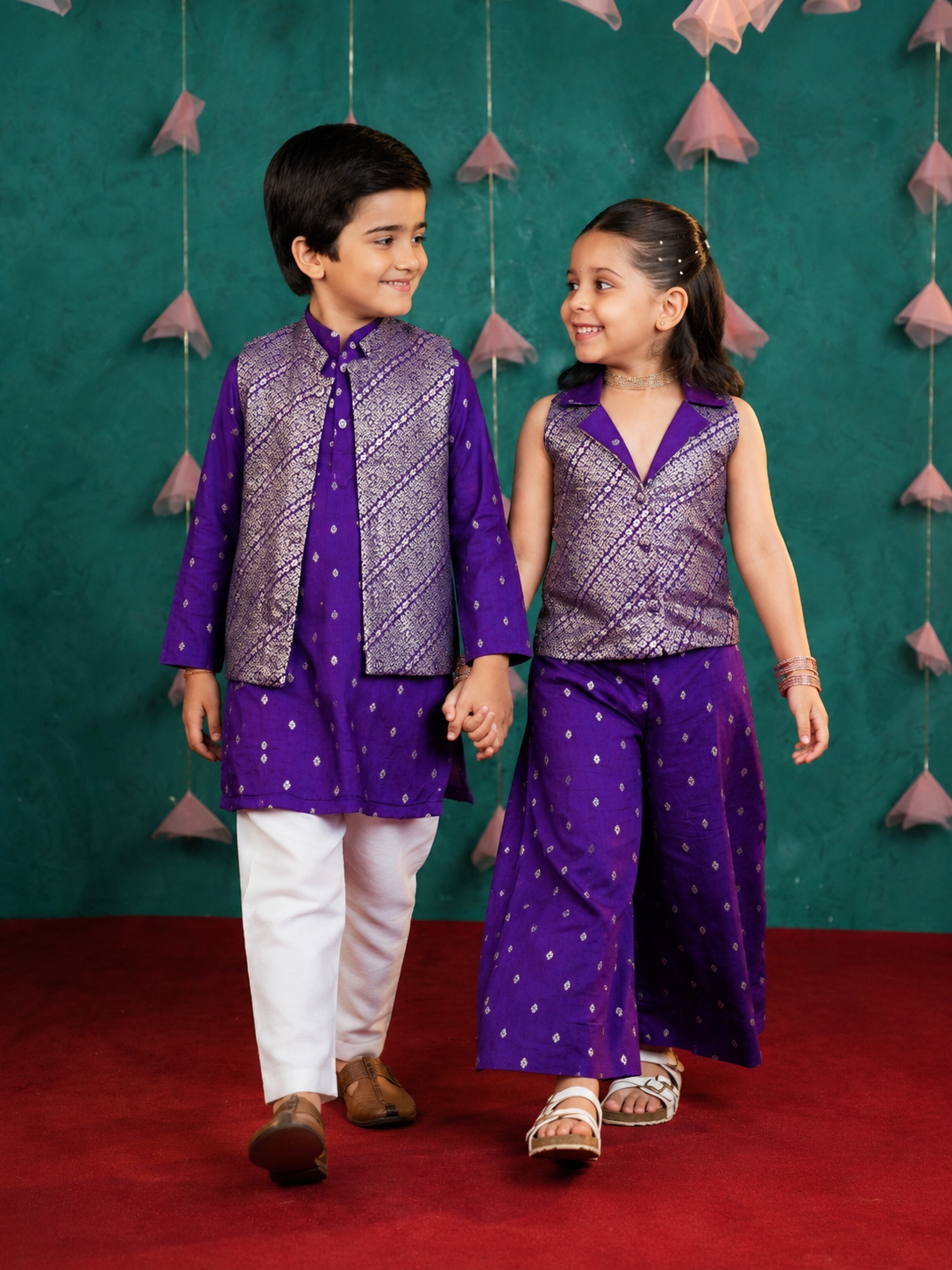 Twin in Purple – Brother & Sister Festive Outfit