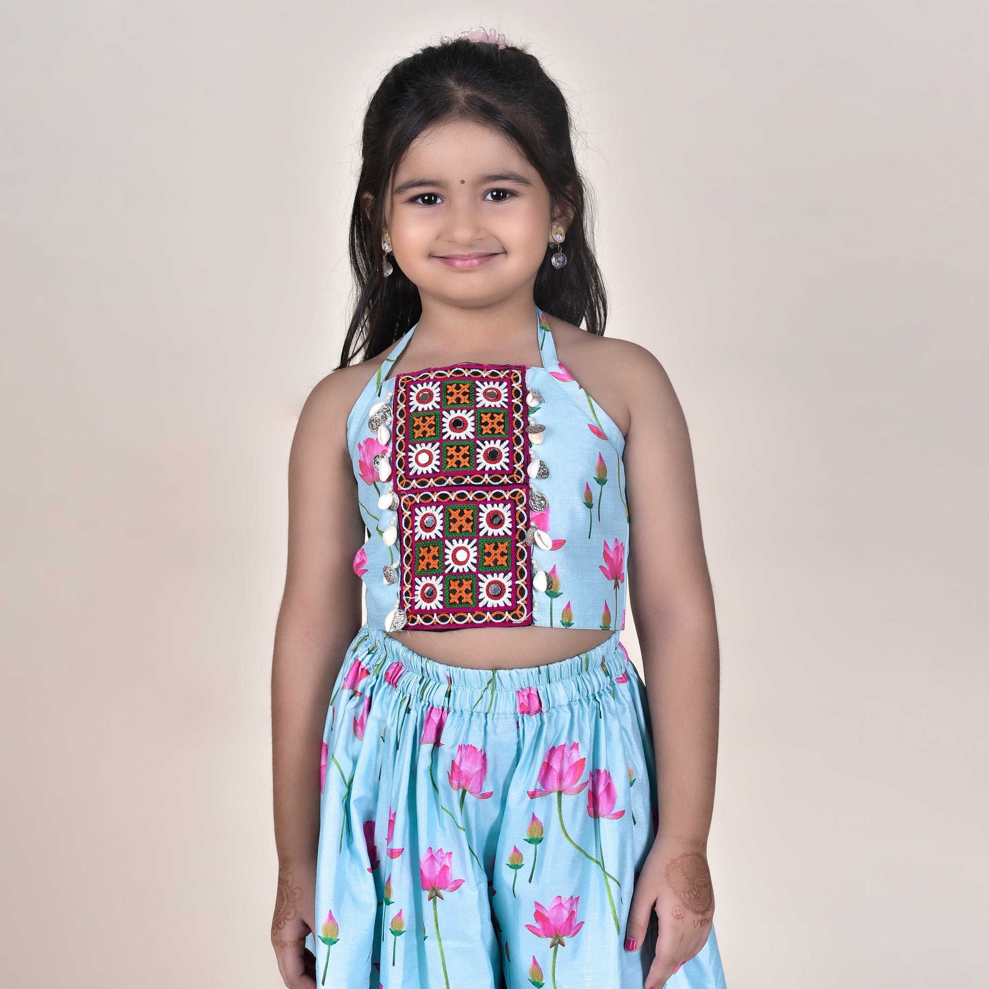 Girls Ethnic Blue Palazzo With Blouse