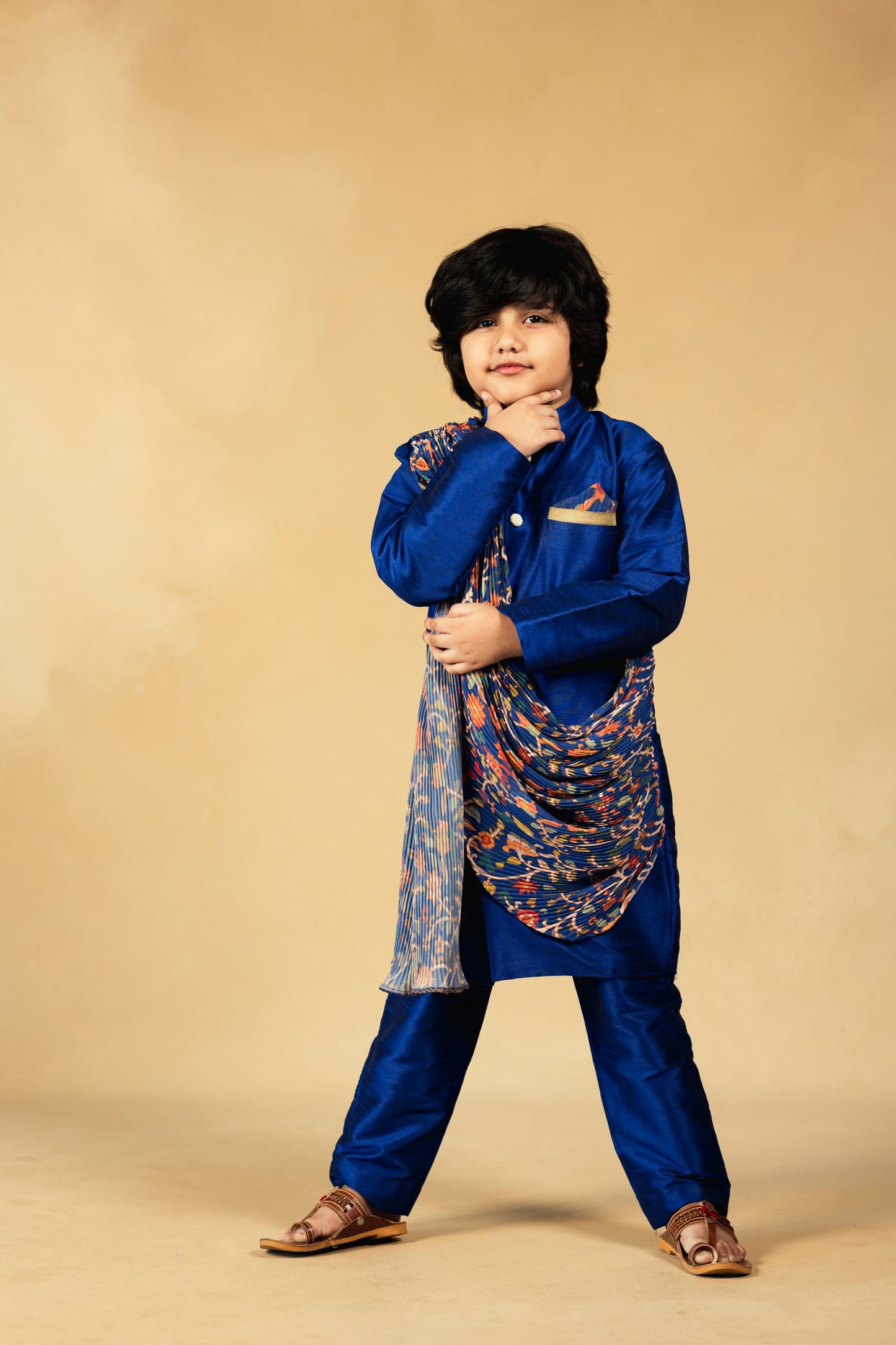Boy Blue Crush cotton Drape Kurta with Pant
