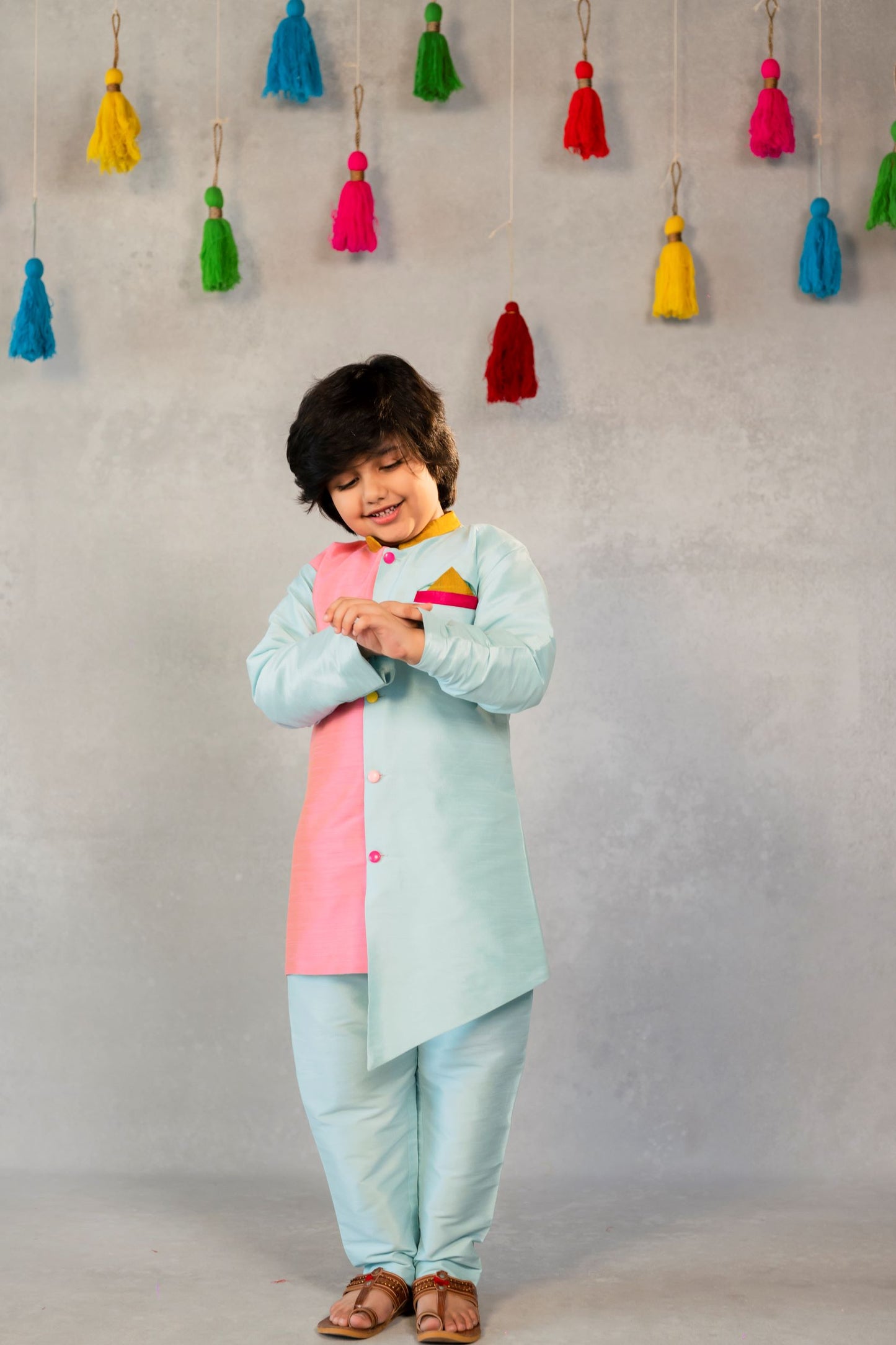 Boy Blue Colorful Kurta with Pant