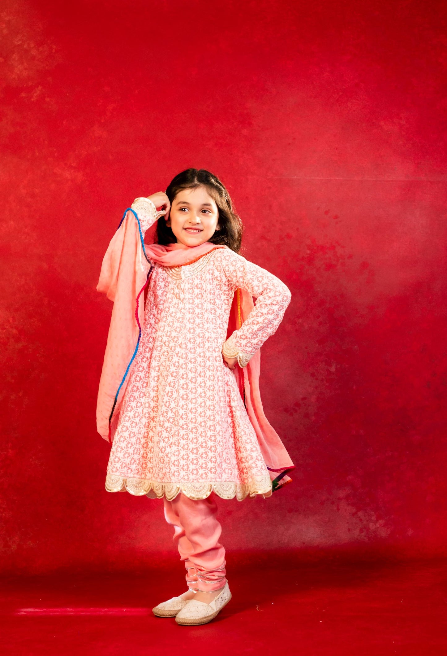 Pink Chikankari Girl set