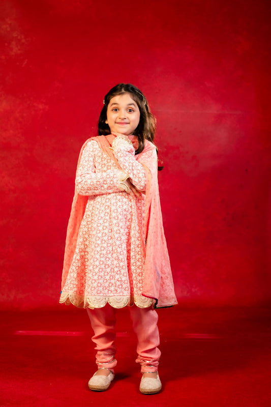 Pink Chikankari Girl set