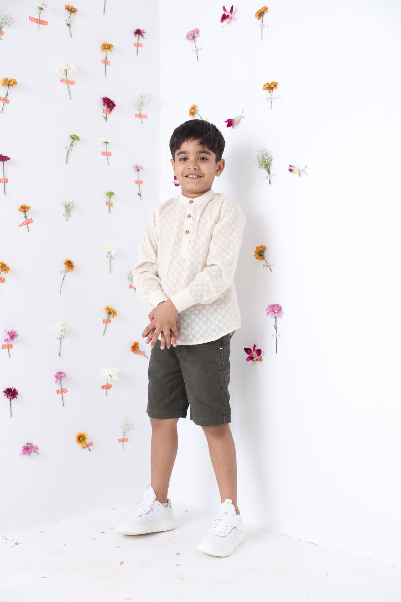 Boys Cotton Roll-up Sleeves Shirt