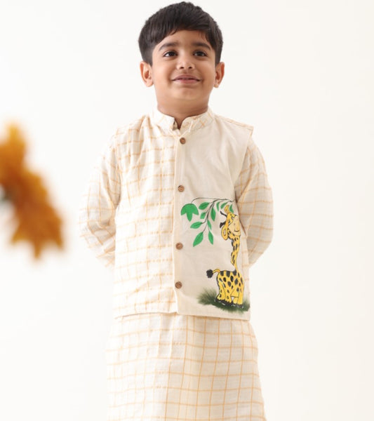 Boys (Set of 1)  Cotton Hand-painted Nehru Jacket