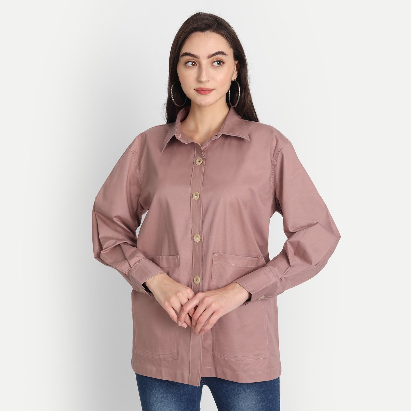 Coral Solid Pocket Shirt