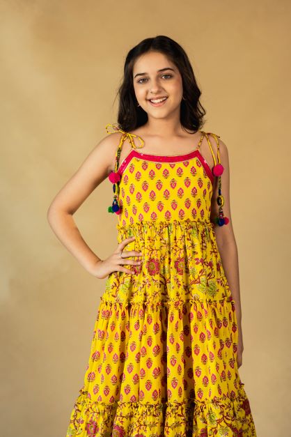 Girls Jaipuri Printed Long Dress
