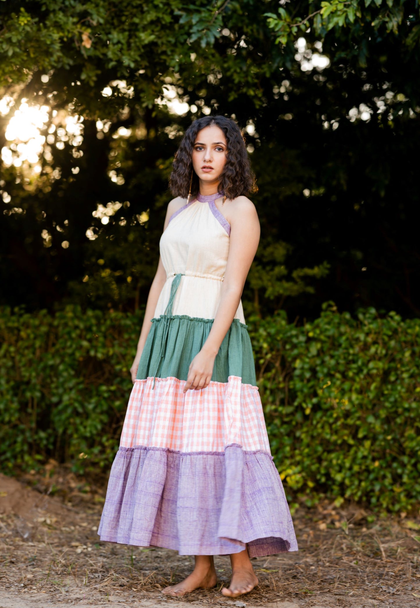 Multicolor Tiered Kala Cotton Dress