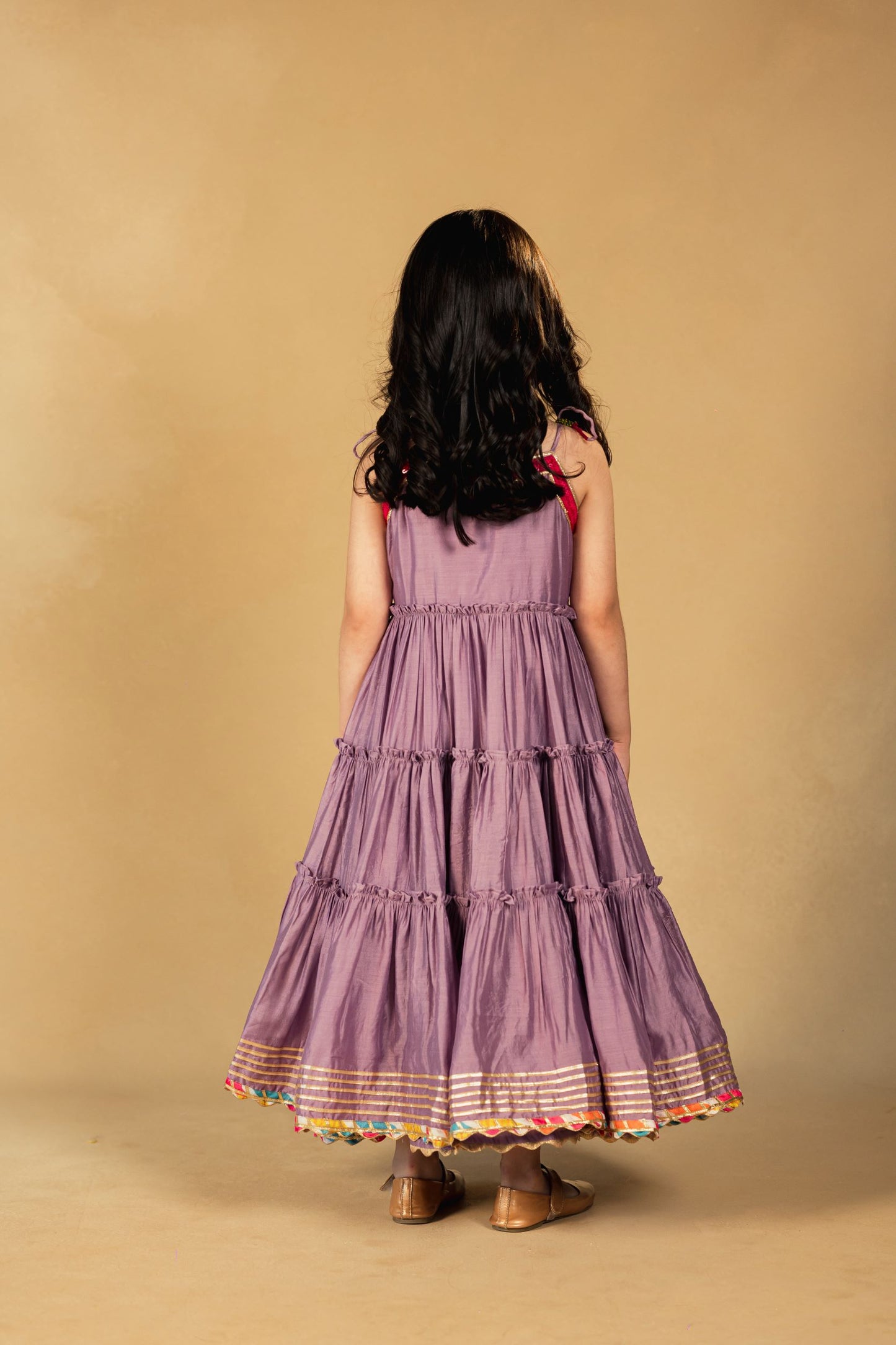 Girls Purple Musleen Long Dress